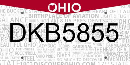 DKB5855 Ohio License Plate