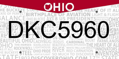 DKC5960 Ohio License Plate