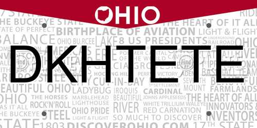 DKHTETE Ohio License Plate
