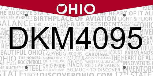 DKM4095 Ohio License Plate