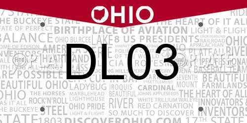 DL03 Ohio License Plate
