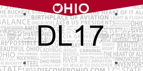 DL17 Ohio License Plate
