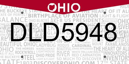 DLD5948 Ohio License Plate