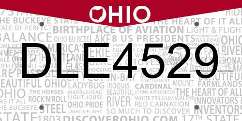 DLE4529 Ohio License Plate