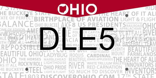 DLE5 Ohio License Plate