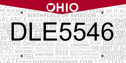 DLE5546 Ohio License Plate