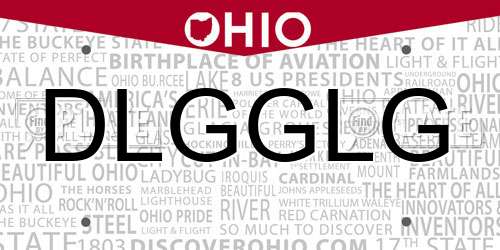 DLGGLG Ohio License Plate