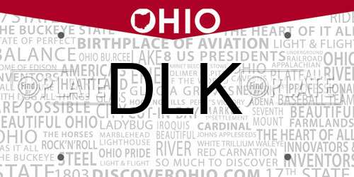 DLK Ohio License Plate