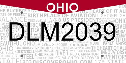 DLM2039 Ohio License Plate