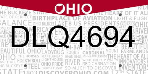 DLQ4694 Ohio License Plate