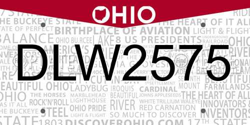 DLW2575 Ohio License Plate