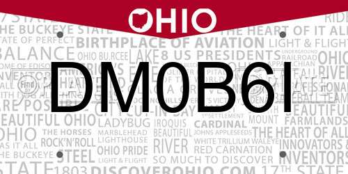 DM0B6I Ohio License Plate