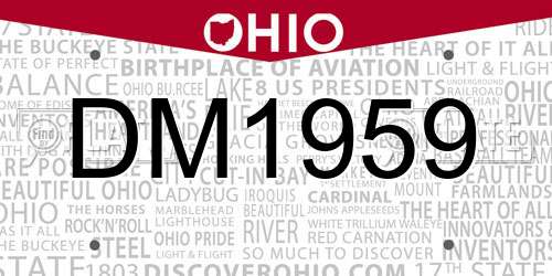 DM1959 Ohio License Plate