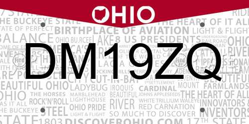 DM19ZQ Ohio License Plate