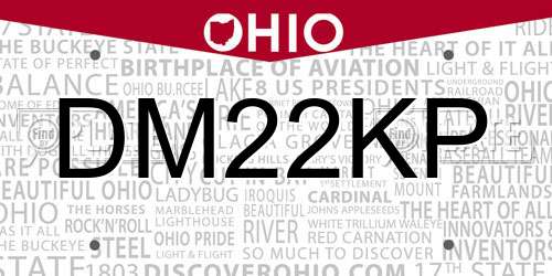 DM22KP Ohio License Plate