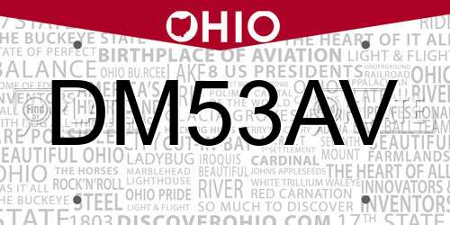 DM53AV Ohio License Plate