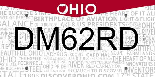 DM62RD Ohio License Plate
