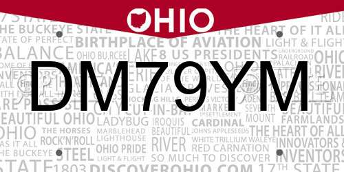 DM79YM Ohio License Plate
