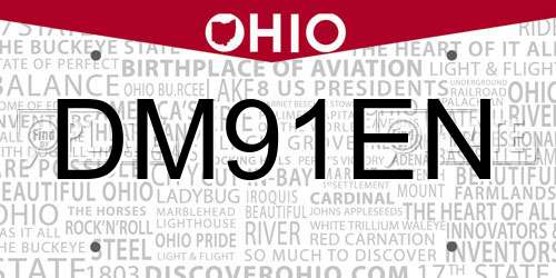 DM91EN Ohio License Plate