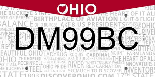 DM99BC Ohio License Plate