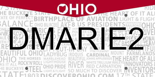 DMARIE2 Ohio License Plate