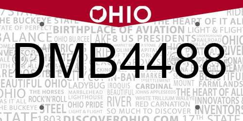 DMB4488 Ohio License Plate