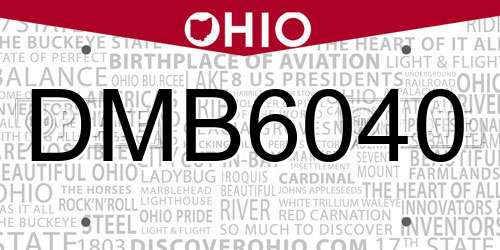 DMB6040 Ohio License Plate