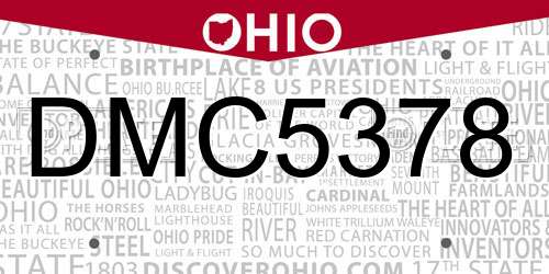 DMC5378 Ohio License Plate