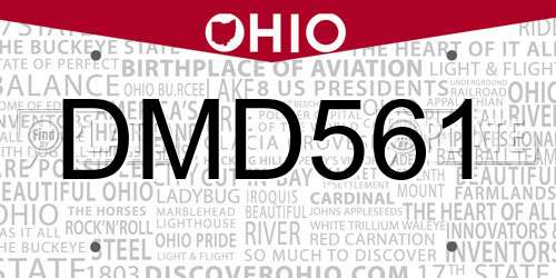 DMD561 Ohio License Plate