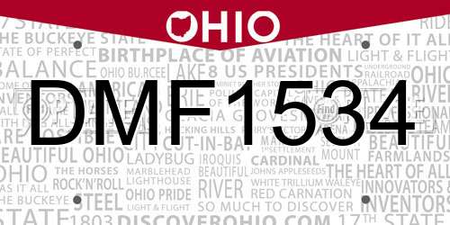 DMF1534 Ohio License Plate