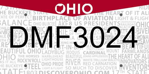 DMF3024 Ohio License Plate