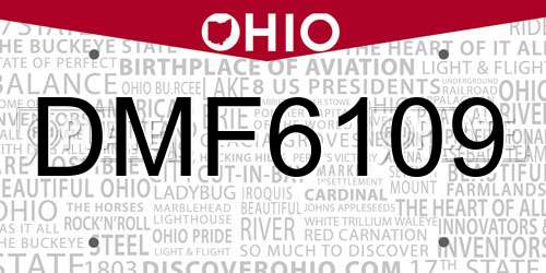DMF6109 Ohio License Plate