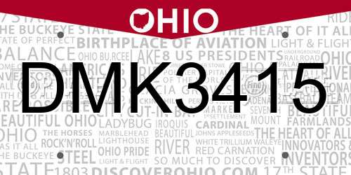 DMK3415 Ohio License Plate
