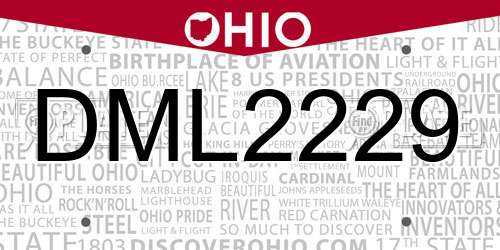 DML2229 Ohio License Plate