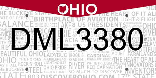 DML3380 Ohio License Plate