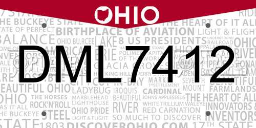 DML7412 Ohio License Plate