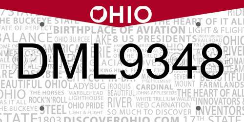 DML9348 Ohio License Plate