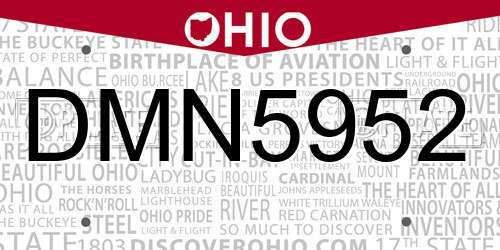 DMN5952 Ohio License Plate
