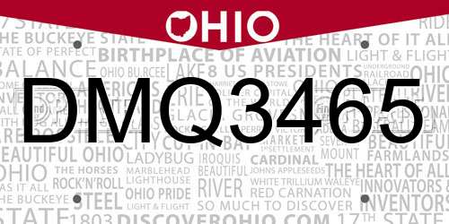 DMQ3465 Ohio License Plate
