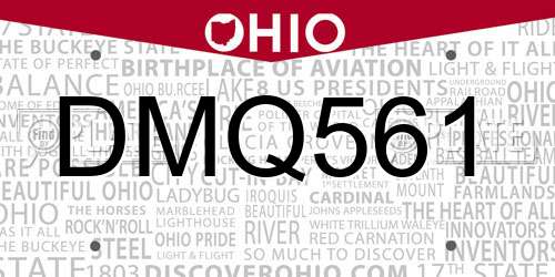 DMQ561 Ohio License Plate