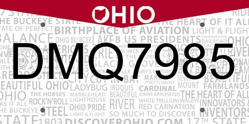 DMQ7985 Ohio License Plate