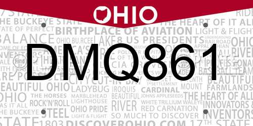 DMQ861 Ohio License Plate