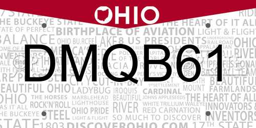 DMQB61 Ohio License Plate