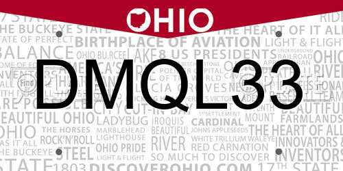 DMQL33 Ohio License Plate