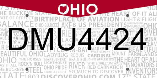 DMU4424 Ohio License Plate