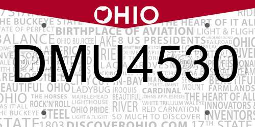 DMU4530 Ohio License Plate