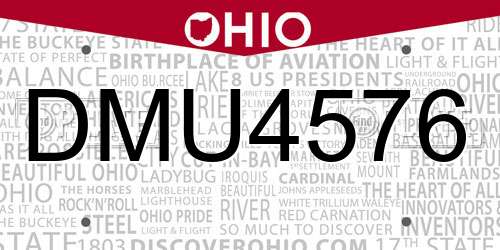 DMU4576 Ohio License Plate
