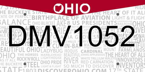 DMV1052 Ohio License Plate