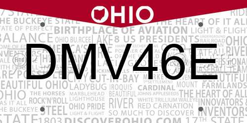 DMV46E Ohio License Plate