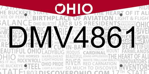 DMV4861 Ohio License Plate